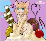 anthro balls biped blue_eyes cake cake_sitting dessert femboy food food_fetish food_play genitals hair heart_symbol in_food looking_at_viewer male messy micro nude on_food penis pose short_hair solo tail cutesauce jenovasilver toby_(cutesauce) mammal mouse murid murine rodent