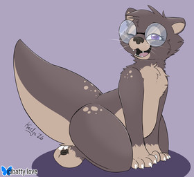 brown_body brown_fur claws eyewear fangs female feral fur glasses kneeling leaning leaning_forward looking_at_viewer one_eye_closed open_mouth purple_eyes semi-anthro simple_background slightly_chubby slightly_chubby_female slightly_chubby_feral spots tail teeth thick_tail thick_thighs wink winking_at_viewer kerilyn cici_(kerilyn) mammal mustelid otter river_otter 2026 hi_res signature