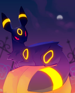 ambiguous_gender black_body black_fur black_tail depth_of_field facial_markings feral food forehead_markings front_view fruit fur gate glowing glowing_markings head_markings holidays markings moon narrowed_eyes night outside plant pumpkin red_sclera sitting sitting_on_pumpkin sky solo tail yellow_markings doqqo_png halloween nintendo pokemon eeveelution generation_2_pokemon pokemon_(species) umbreon 2025 4:5 dated digital_media_(artwork) english_description hi_res