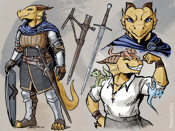 anthro armor blue_eyes cloak clothing fantasy female flexing grin group horn melee_weapon multiple_poses muscular muscular_female pose scabbard shield smile solo_focus sword weapon tamlin123 dungeons_and_dragons hasbro wizards_of_the_coast zeal_(vonboomslang) dragonborn_(dnd) kobold scalie headshot_portrait portrait