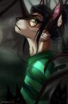 ambiguous_gender anthro black_hair brown_body brown_fur clothed clothing eyewear fur glasses green_eyes hair solo white_body white_fur entsk canid canine felid mammal hi_res