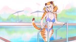 clothing female solo swimwear luxar92 pancake_(luxar92) felid mammal pantherine tiger 16:9 hi_res widescreen