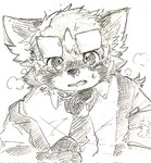 anthro blush bodily_fluids male necktie slightly_chubby solo suspenders tears young zimsanada2 lifewonders tokyo_afterschool_summoners zhurong_(tas) ailurid mammal red_panda hi_res sketch