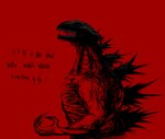 ambiguous_gender anthro long_fingers muscular muscular_ambiguous muscular_anthro open_mouth red_background sharp_teeth side_view simple_background solo teeth text voideyedpanda cc-by-nc creative_commons godzilla_(series) toho godzilla shin_godzilla kaiju reptile scalie black_and_red digital_media_(artwork) english_text half-length_portrait portrait