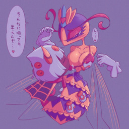 2_horns 4_wings 6_hands 8_eyes antennae_(anatomy) anthro anthro_on_anthro armless arthropod_abdomen blush blush_lines bra bra_down breast_grab breast_play breast_suck breasts brown_body brown_skin clothed clothed_anthro clothed_male clothing crown dialogue duo ellipsis eyelashes eyes_closed eyeshadow female female_anthro floating_hands gloves grey_background hair hand_on_breast handwear headgear heart_symbol horn insect_wings larger_anthro larger_female legless makeup male male/female mouthless multi_eye multi_hand multi_wing narrowed_eyes open_mouth orange_eyes partially_clothed_anthro partially_clothed_female pink_eyeshadow purple_eyes scarf simple_background size_difference smaller_anthro smaller_male speech_bubble sucking text tongue tongue_out underwear unusual_anatomy unusual_eye_placement white_hair wings yellow_body yellow_breasts yellow_horn 5health kirby_(series) nintendo queen_sectonia taranza arachnid arthropod hymenopteran insect spider spidr wasp 1:1 2020 colored detailed digital_drawing_(artwork) digital_media_(artwork) hi_res japanese_description japanese_text shaded translation_check translation_request