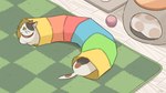 ambiguous_gender black_body black_ears black_fur brown_body brown_ears brown_fur collar feral fur multicolored_body multicolored_fur multicolored_tail quadruped tail toy two_tone_tail whiskers 526 domestic_cat felid feline felis mammal 2025 hi_res
