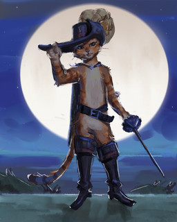 anthro clothed clothing evening green_eyes holding_object holding_weapon male melee_weapon moon night outside partially_clothed rapier sky solo standing sword weapon karcador dreamworks puss_in_boots_(franchise) puss_in_boots_(dreamworks) domestic_cat felid feline felis mammal tabby_cat hi_res