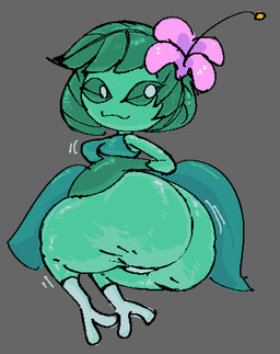 :3 accessory big_butt breasts butt clothed clothing clothing_lift dress dress_lift female flower flower_in_hair green_body green_hair hair hair_accessory huge_butt huge_hips hyper hyper_butt leaf leaf_hair looking_back medium_breasts not_furry panties plant plant_hair pseudo_clothing pseudo_eyes pseudo_hair rear_view shake_lines shortstack shortstack_female solo teasing thick_thighs underwear white_clothing white_panties white_underwear wide_hips submarinechamomile frumplequest_the_conquistador_(series) ukinojoe_(copyright) mint_fairy elemental_creature elemental_humanoid fairy flora_fauna humanoid plant_humanoid 2025 digital_drawing_(artwork) digital_media_(artwork)