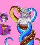 anthro bangs bestiality blep blue_body blush breasts brown_body brown_fur clothing coiling coiling_another coiling_around_body eyebrows eyewear faceless_character faceless_female female female_on_feral feral forked_tongue fur fuzzy gesture glasses grey_body grey_hair grin group hair hand_gesture hat headgear headwear heart_symbol human_on_anthro human_on_feral interspecies long_hair looking_at_another male male/female male/male necktie open_mouth orange_body orange_fur pawpads pink_background scales shirt simple_background size_difference smile sparkles sunglasses teeth thumbs_up tongue tongue_out topwear cajuzinho02 disney dreamworks the_bad_guys zootopia anon gary_de'snake mr._snake_(the_bad_guys) mr._wolf_(the_bad_guys) nick_wilde canid canine canis fox human mammal reptile scalie snake wolf crossover hi_res meme