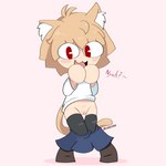 blush bottomless bottomwear bottomwear_down clothed clothing female genitals inner_ear_fluff looking_at_viewer pussy skirt_down solo tail tongue tuft lewdestkiwi melty_blood tsukihime type-moon neco-arc animal_humanoid felid felid_humanoid feline feline_humanoid humanoid mammal mammal_humanoid 1:1 absurd_res hi_res