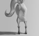 anthro big_butt butt butt_focus clothed clothing dress female hooves raised_tail rear_view solo tail wide_hips sunstripe akeno_(itsnafulol) equid equine horse mammal absurd_res greyscale hi_res monochrome tagme