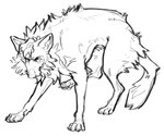 ambiguous_gender feral solo wirepup canid canine canis mammal wolf black_and_white full-length_portrait hi_res monochrome portrait sketch