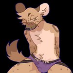 anthro blush bodily_fluids briefs clothed clothing genital_fluids jockstrap jockstrap_only male precum precum_through_clothing precum_through_underwear purple_briefs purple_clothing purple_underwear simple_background smile solo telegram_sticker topless transparent_background underwear underwear_only wet wet_clothing guncht hyena mammal spotted_hyena 1:1 alpha_channel