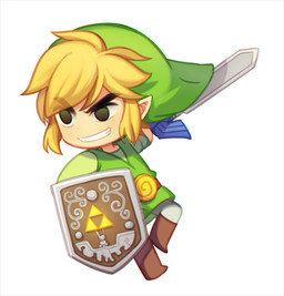 black_eyes blonde_hair clothing footwear hair humanoid_pointy_ears light_body light_skin male master_sword melee_weapon not_furry pointy_ears shield simple_background smile solo sword triforce weapon wusagi2 nintendo the_legend_of_zelda wind_waker toon_link humanoid hylian 2016