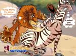 alakay_alex anthro dreamworks duo english_text equid equine felid female lion madagascar_(series) male mammal marty_the_zebra outside pantherine source_request speech_bubble text toony unknown_artist zebra