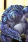 blue_body front_view looking_at_viewer male musclegut muscular overweight overweight_male slightly_chubby solo gweek leatherback_sea_turtle reptile scalie sea_turtle turtle digital_media_(artwork)