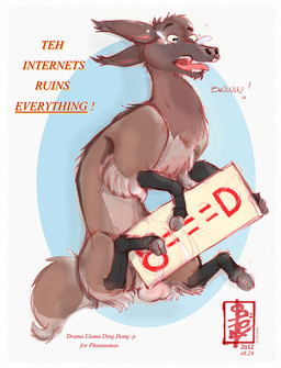 balls border feral genitals male solo text white_border fennec_(artist) ding_dong drama_llama camelid llama mammal english_text