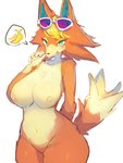 anthro banana big_breasts blonde_hair blue_eyes blush breasts eyewear female food fruit fur hair half-closed_eyes kemono looking_at_viewer narrowed_eyes navel nipples plant simple_background solo standing sunglasses tongue tongue_out white_background baburusushi animal_crossing nintendo audie_(animal_crossing) canid canine canis mammal wolf 2020 3:4 digital_media_(artwork) hi_res