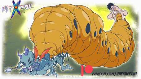 4_arms 4_eyes anthro black_sclera blue_body blue_skin breasts cumming_while_penetrating duo female female_anthro human_on_anthro insect_legs interspecies lying male male/female male_human multi_arm multi_eye multi_limb on_front ovipositor ovipositor_penetration pupils red_pupils red_wings sex smile smiling_at_viewer staff tail wings yellow_ovipositor yellow_tail interxpecial earthworm_jim_(series) queen_slug-for-a-butt alien arthropod arthropod_taur human insect mammal taur