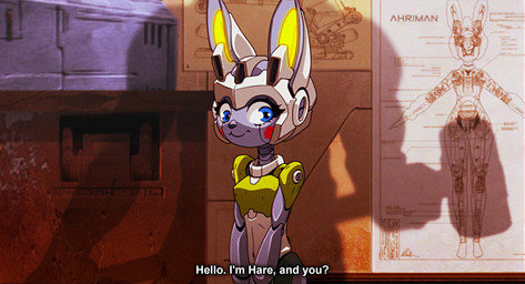 greeting looking_at_viewer machine shadow shadow_silhouette silhouette solo standing text ahriman_(artist) soyuzmultfilm well_just_you_wait! robot_hare_(nu_pogodi) hare lagomorph leporid mammal robot english_text hi_res