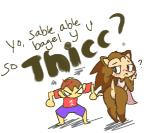 angry anthro anus bent_over butt clothing confusion duo female genitals humor male pussy raised_tail simple_background tail text tasteydonuts animal_crossing nintendo sable_able villager_(animal_crossing) eulipotyphlan hedgehog human mammal low_res