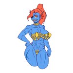 big_breasts body_tape breasts eye_patch eyewear female gills hair muscular muscular_female ponytail red_hair scar smile solo tape_outfit dragonoscuro203 undertale_(series) undyne fish humanoid marine scalie 1:1 absurd_res hi_res