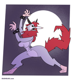 alternate_species anthro big_butt black_sclera bracelet breasts butt crossgender digitigrade featureless_breasts featureless_crotch female full_moon jewelry moon mtf_crossgender nude paws raised_tail solo spiked_bracelet spikes tail rusheloc mythology robin_(rusheloc) american_opossum canid canine hybrid mammal marsupial mythological_canine mythological_creature virginia_opossum werecanid werecanine werecreature werewolf hi_res