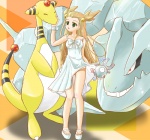 anthro biped blush bottomwear clothed clothing clothing_lift dress dress_lift female feral green_eyes group gym_leader hair happy long_hair machine panties rape_face serpentine size_difference standing tail underwear white_clothing white_panties white_underwear yellow_body yellow_skin ranphafranboise nintendo pokemon jasmine_(pokemon) ampharos elemental_creature generation_1_pokemon generation_2_pokemon human magnemite mammal mineral_fauna pokemon_(species) robot scalie steelix 2009