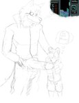 absurd_res anthro aren_ace_armmen avery_mei-ling babyaren big_dom_small_sub big_penis bodily_fluids bovid bulge canid canine canis caprine clothing costume dominant duo english_text erection fursuit genitals glans goat hi_res huge_penis humanoid_genitalia humanoid_penis humor jacket male male/male mammal mask penis size_difference sweat tetris text thought_bubble tombstone toony topwear vein veiny_penis wolf