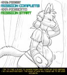 2018 abdominal_bulge anthro belly big_belly black_and_white breasts comic fan_character female female_(lore) fidchellvore generation_4_pokemon hildegard_(fidchellvore) lucario monochrome navel nintendo plant pokemon pokemon_(species) text tree vore