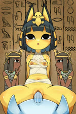 anthro bandage blue_hair blush bodily_fluids bouncing bouncing_breasts breasts butt butt_from_the_front clitoris dildo dildo_sitting female fur genital_fluids genitals hair hands_behind_back hieroglyphics masturbation navel nipples open_mouth partial_nudity penetration plushie pussy sex_toy short_hair solo spread_legs spreading suggestive transparent_dildo transparent_sex_toy uraeus vaginal vaginal_fluids vaginal_masturbation vaginal_penetration wraps yellow_body yellow_fur poverty_(p9) animal_crossing nintendo ankha_(animal_crossing) domestic_cat felid feline felis mammal 2021 animated low_res no_sound short_playtime webm