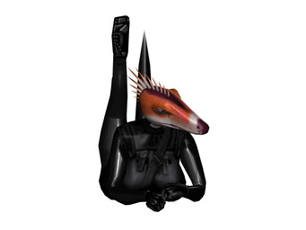 anthro big_breasts breasts clothing female front_view kicked_up_feet latex latex_clothing latex_skinsuit looking_offscreen low_poly lying mohawk on_front skinsuit solo tight_clothing heelipmo half-life valve valve_corporation dinosaur dromaeosaurid prehistoric_species reptile saurischian scalie theropod velociraptor 3d_(artwork) 4:3 digital_media_(artwork) hi_res