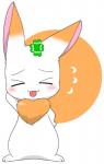 blush chest_tuft female fur heart_symbol long_ears solo standing tongue tongue_out tuft white_body white_fur puku2315 happy_happy_clover sayuri_tatsuyama clover_(happy_happy_clover) lagomorph leporid mammal rabbit 2017 hi_res