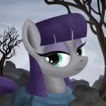 blue_eyes clothed clothing day eyelashes female feral fur grey_body grey_fur hair outside plant purple_hair quadruped sky solo standing tree konsumo friendship_is_magic hasbro my_little_pony maud_pie_(mlp) earth_pony equid equine horse mammal pony 1:1 hi_res