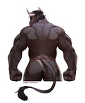 anthro back_muscles big_butt big_muscles butt clothed clothing deltoids fur hair horn huge_muscles looking_at_viewer looking_back looking_back_at_viewer male muscular muscular_anthro muscular_male rear_view simple_background solo standing text thick_arms thick_thighs thong thong_only topless topless_anthro topless_male triceps tuft underwear underwear_only white_background conditional_dnp sinibun_95 bovid bovine cattle mammal 2025 absurd_res hi_res url