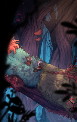 2_horns 3_eyes ambiguous_anthro ambiguous_gender anthro bell bell_collar clothed clothed_anthro clothing collar detailed_background eyes_closed fungus fur horn light light_beam multi_eye outside plant red_clothing sunbeam sunlight tree white_body white_fur white_wool wool_(fur) crow-ig cult_of_the_lamb massive_monster_(studio) lamb_(cult_of_the_lamb) narinder bovid caprine domestic_cat felid feline felis mammal sheep 2026 absurd_res digital_drawing_(artwork) digital_media_(artwork) hi_res