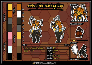 antennae_(anatomy) anthro bedroom_eyes belt blush boots bottomwear bracelet breasts business_attire business_casual businesswear butt carabiner cleaver_(knife) clothed clothing collar collared_shirt cutlery dress_shirt female footwear fur gun hair half-closed_eyes handgun holding_gun holding_object holding_ranged_weapon holding_weapon holster jewelry kitchen_knife kitchen_utensils knife legwear looking_at_viewer narrowed_eyes pants pistol ranged_weapon seductive shirt shoes simple_background smile solo spiked_bracelet spiked_collar spikes standing suspenders tail text tools topwear weapon wings yellow_body khalfy_kun rebekah_(khalfy_kun) arthropod bee hymenopteran insect mammal pup_bee absurd_res digital_media_(artwork) english_text hi_res