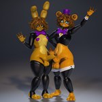 anthro balls big_balls big_penis blue_eyes bow_tie clothing duo erection femboy genitals green_eyes hat headgear headwear legwear machine male penis thick_thighs thigh_highs top_hat foxgirlnsfw five_nights_at_freddy's scottgames fredbear_(fnaf) spring_bonnie_(fnaf) animatronic bear lagomorph leporid mammal rabbit robot 1:1 3d_(artwork) absurd_res digital_media_(artwork) hi_res