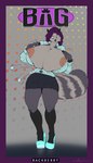 anthro big_breasts big_nipples bottomwear breast_expansion breast_growth breasts cleavage clothed clothing curvy_figure expansion female footwear growth hair high_heels miniskirt nipples office_clothing open_mouth purple_eyes purple_hair shoes skirt solo surprise thick_thighs wardrobe_malfunction y2k_(graphic_design) kansyr biig_(kansyr) mammal procyonid raccoon 4:7 absurd_res hi_res