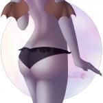 anthro biped bottomwear butt clothed clothing female frilly fur grey_body grey_fur lingerie membrane_(anatomy) membranous_wings miniskirt panties simple_background skirt solo standing topless underwear wings whiteweasel ellise_the_bat bat mammal 1:1 2016 digital_media_(artwork)