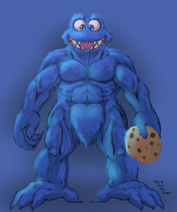 4_fingers 4_toes abs anthro arm_tuft biped blue_background blue_body blue_eyes blue_fur bottom_heavy candy chocolate chocolate_chip_cookie chocolate_chips claws collarbone cookie crotch_fur crotch_tuft dessert featureless_chest feet finger_claws fingers food front_view fur googly_eyes holding_cookie holding_food holding_object looking_at_viewer male muscular muscular_anthro muscular_male navel navel_line nude open_mouth pecs pose rib_lines ribs shadow sharp_teeth shoulder_tuft simple_background smile smiling_at_viewer solo standing teeth thick_calves toe_claws toes tuft vein veiny_arms veiny_legs veiny_muscles white_sclera wide_hips stevethedragon muppets pbs sesame_street cookie_monster furred_monster humanoid monster muppet 2019 5:6 colored dated detailed digital_drawing_(artwork) digital_media_(artwork) digital_painting_(artwork) hi_res painting_(artwork) pinup shaded signature