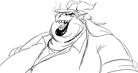 2_horns alternate_species anthro big_breasts black_eyebrows black_eyes black_lips breasts chubby_cheeks cleavage clothed clothed_anthro clothed_female clothing double_chin ear_frill eyebrows eyelashes female female_anthro frill_(anatomy) hair half-closed_eyes hat headgear headwear horn huge_breasts lips long_hair narrowed_eyes obese obese_anthro obese_female open_mouth open_smile overweight overweight_anthro overweight_female pupils rolled_up_sleeves sharp_teeth shirt simple_background smile smoke smoke_from_nose solo teeth thick_bottom_lip thick_eyebrows tongue topwear white_background white_clothing white_dress_shirt white_hat white_headwear white_horn white_pupils white_shirt white_tongue white_topwear volkenfox dungeons_and_dragons hasbro mythology wizards_of_the_coast jackie_(volkenfox) dragon mythological_creature mythological_scalie scalie 2025 absurd_res bust_portrait digital_drawing_(artwork) digital_media_(artwork) hi_res monochrome portrait sketch