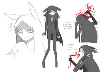 blood blood_on_hand bodily_fluids chest_eye closed_smile drooling fingerless_(marking) grey_body grey_ears grey_hair hair long_hair male male_humanoid mouth_closed nervous nervous_sweat onomatopoeia pain parasite saliva simple_background sketch_inset smile solo sound_effects standing sweat text trypophobia white_background jejejunum pest_(jejejunum) humanoid nethermare proto-nethermare 2026 digital_drawing_(artwork) digital_media_(artwork) english_text full-length_portrait portrait