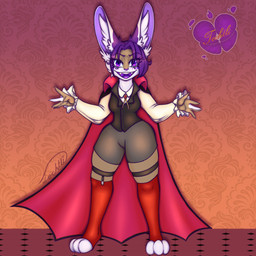 anthro clothing costume female hair purple_eyes purple_hair solo tochtli_luxuria tochtli tochtli_metzi lagomorph leporid mammal rabbit vampire 1:1