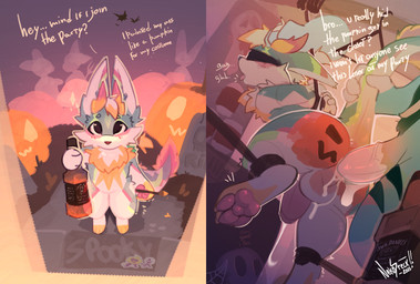 alcohol anal anthro arms_tied bdsm beverage blindfold blush bodily_fluids bound butt cum cum_inside duo food fruit genital_fluids genitals hair hair_grab holidays horn legs_tied male male/male party penis plant pumpkin pumpkin_butt rough_sex sex shy spread_legs spreading tail tail_grab text thick_thighs touching_hair young nekosteck halloween jack_daniel's absurd_res english_text hi_res