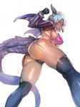 blue_body blue_scales breasts butt camel_toe clothed clothing female fist garter_belt garter_straps horn humanoid_pointy_ears looking_at_viewer looking_down low-angle_view nipple_outline pointy_ears purple_clothing red_eyes scales simple_background skimpy solo tail white_background wings bow_(artist) mythology animal_humanoid dragon dragon_humanoid horned_humanoid humanoid mythological_creature mythological_scalie scalie tailed_humanoid 2018