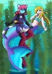 clothing diving diving_fins diving_mask diving_suit female leotard male mask one-piece_swimsuit scuba split_form swimwear underwater water mermaidnerin ashley_the_cat nerin domestic_cat felid feline felis mammal marine merfolk hi_res