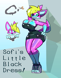 anthro big_breasts black_clothing black_dress black_latex blonde_hair breasts choker clothed clothing dress female footwear hair high_heeled_sneakers high_heels inflatable jewelry latex latex_body latex_clothing latex_dress looking_at_viewer multicolored_body necklace pink_body shoes sneakers solo tail teal_eyes text tight_clothing toeless_footwear two_tone_body white_body wide_hips aygee sofi_(aygee) animate_inanimate canid canine canis domestic_dog husky living_inflatable living_latex mammal nordic_sled_dog spitz 2026 english_text