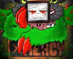 bedroom_eyes big_claws claws destruction half-closed_eyes looking_at_viewer male narrowed_eyes not_furry plant pose red_claws red_sclera seductive smile solo changelingcaptaindrelshik undertale undertale_(series) flowey_the_flower photoshop_flowey elemental_creature flora_fauna 2015