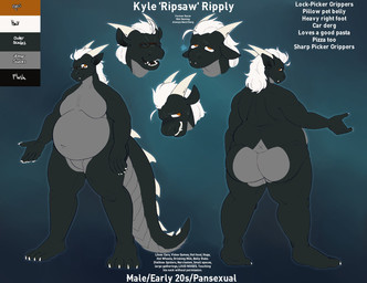anthro claws expressive_ears eyewear finger_claws glasses male overweight overweight_male solo text toe_claws itsthenutzone european_mythology mythology kyle_ripply dragon mythological_creature mythological_scalie scalie western_dragon english_text hi_res model_sheet